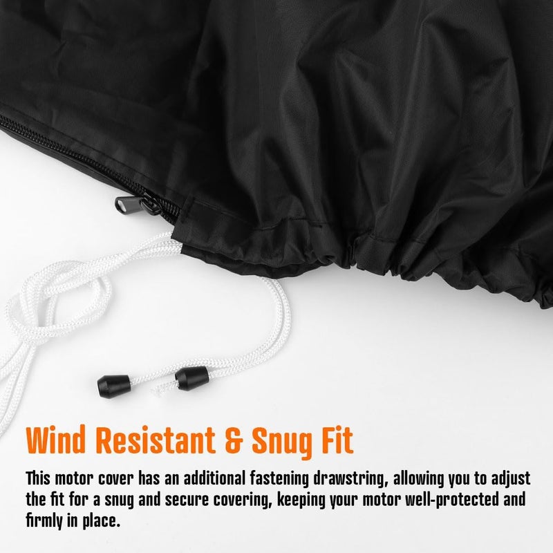 iCOVER Outboard Motor Covers, Trailerable Full Boat Engine Cover Waterproof Heavy Duty Oxford Fabric with Zipper, Fits 20-30HP Motors - Image 4